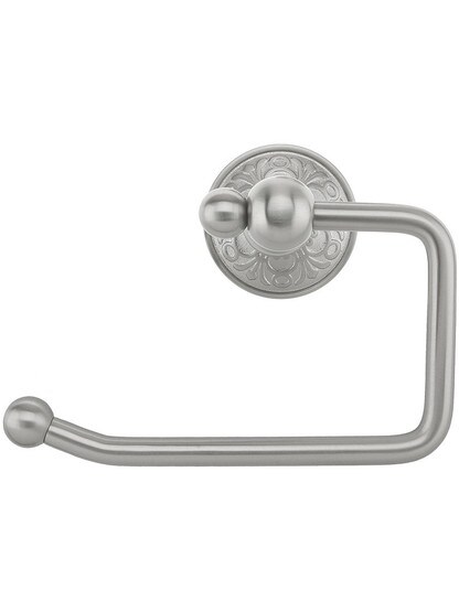 Brass Swinging Toilet-Paper Holder with Lancaster Rosette in Satin Nickel.